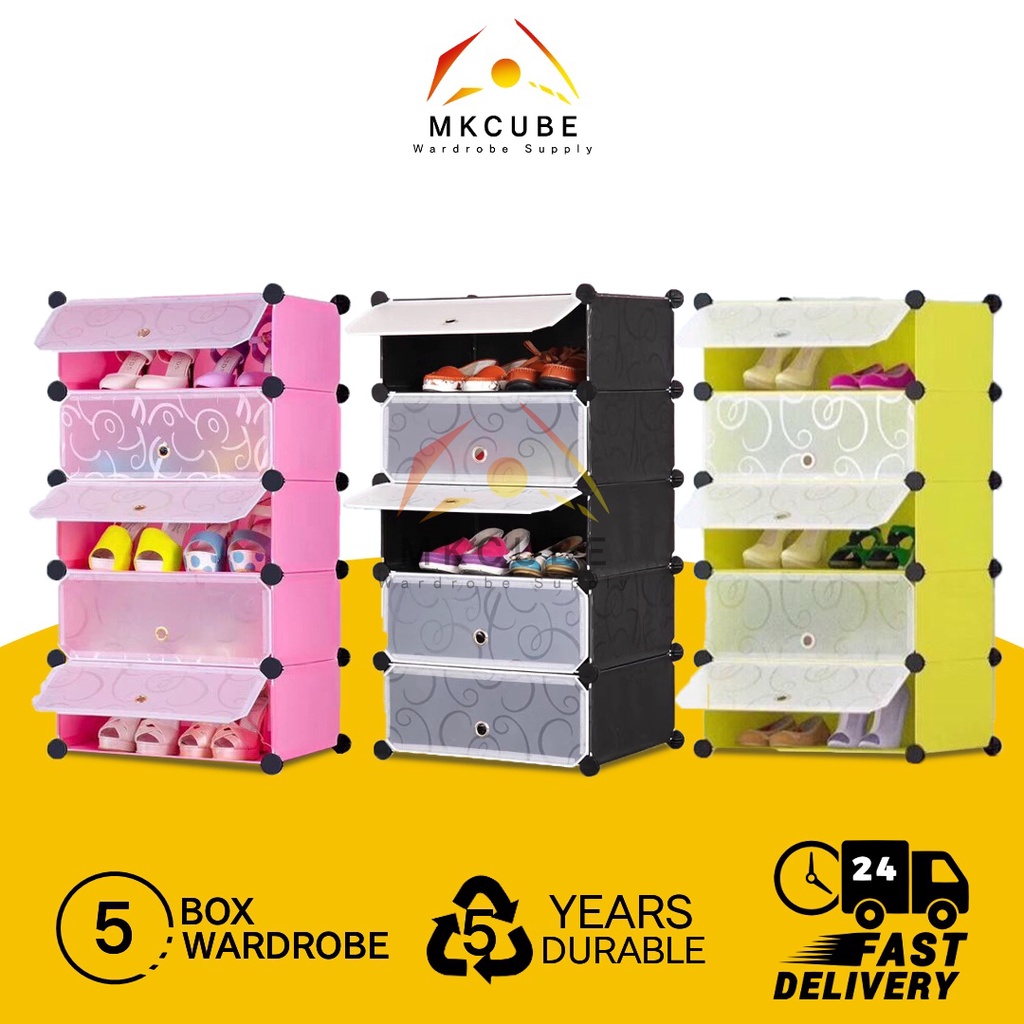 Rak kasut bertutup 5 Kasut Almari Wardrobe Cube Storage DIY
