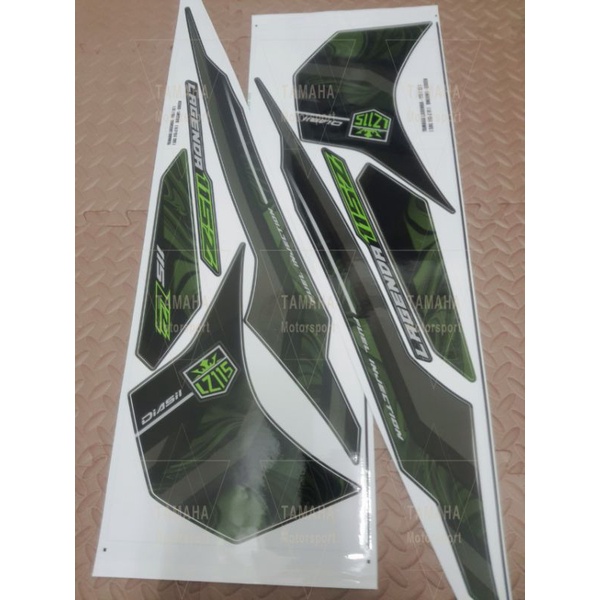 Yamaha Lagenda SRL 115 Fi Body Cover Stripe sticker hijau lumut