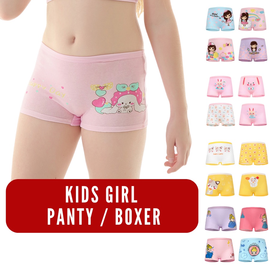 AC-(0-4years)Baby Kids Girl Underwear Panties Underpants Budak Perempuan  Panties 100% Cotton Cute Ribbon Breathable Pant