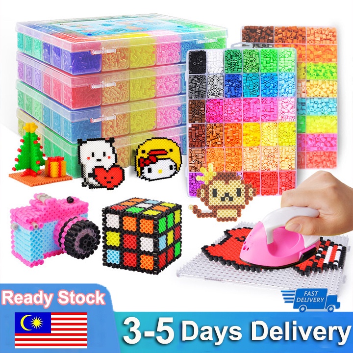 24 Colors DIY Fuse Beads 5.5 mm Toy Kit 3D with Accessories Perfect For ...