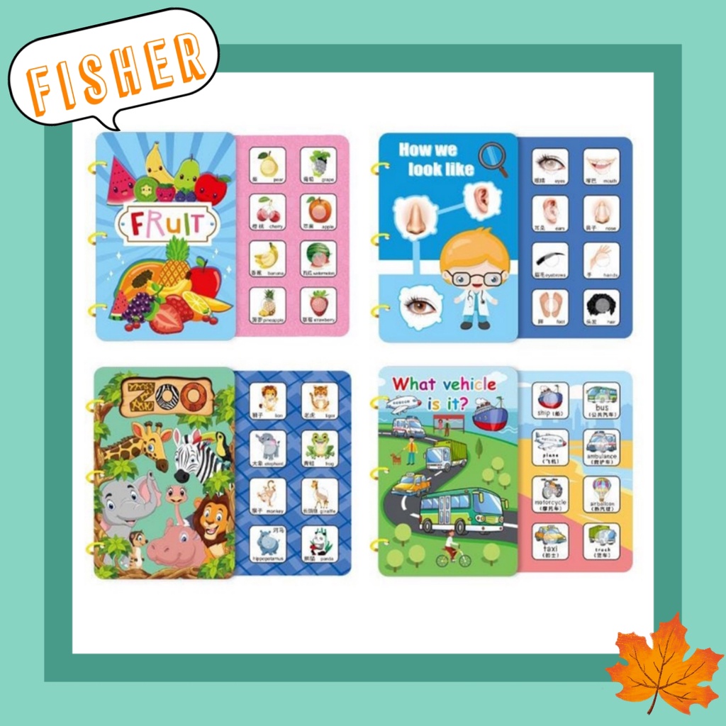 [FISHER] Quiet book Learning book English mandarin Words Patch Shopee Malaysia