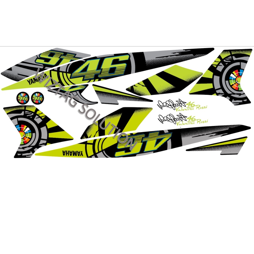 STICKER MOTOR COVER SET YAMAHA Y15ZR V1 V2 ROSSI DESIGN VR46 SPECIAL ...