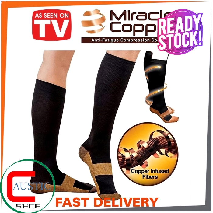 Comfortable Relief Soft Unisex Miracle Copper Anti Fatigue Compression Socks Shopee Malaysia