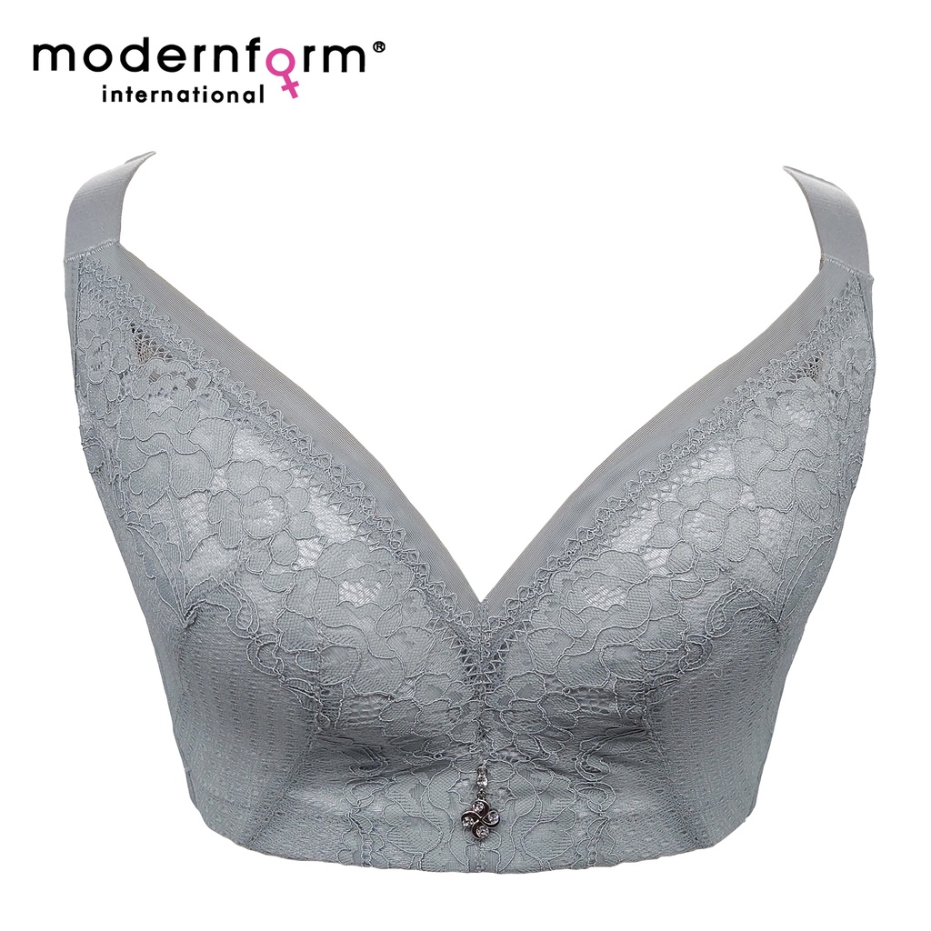 Modernform Women Lace Design Bras Full Cup C Insert Bra Pad Plus Size Non  Wired With Thin Sponge P1162 (#1908)