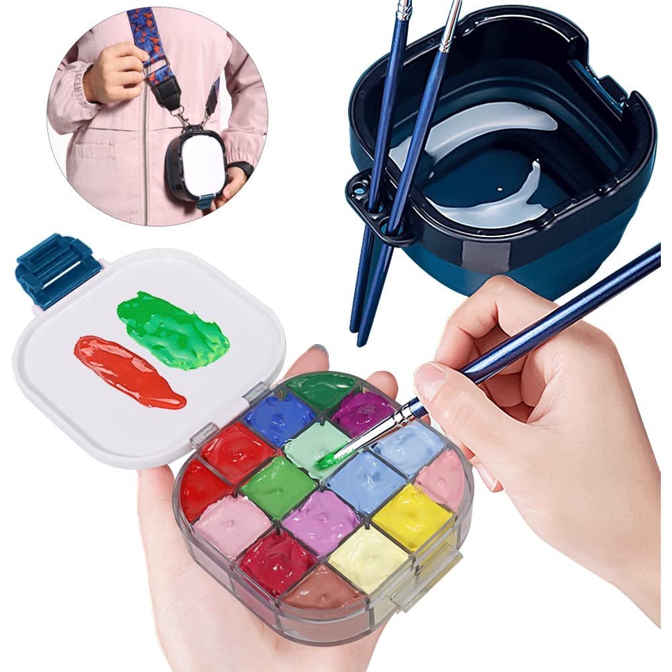 Paint Palette for Acrylic Painting, Portable Paint Palette with Lid and