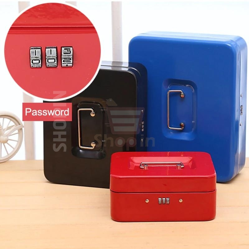 Portable Petty Cash Money Key Box Safe Digit Password Combination Lock