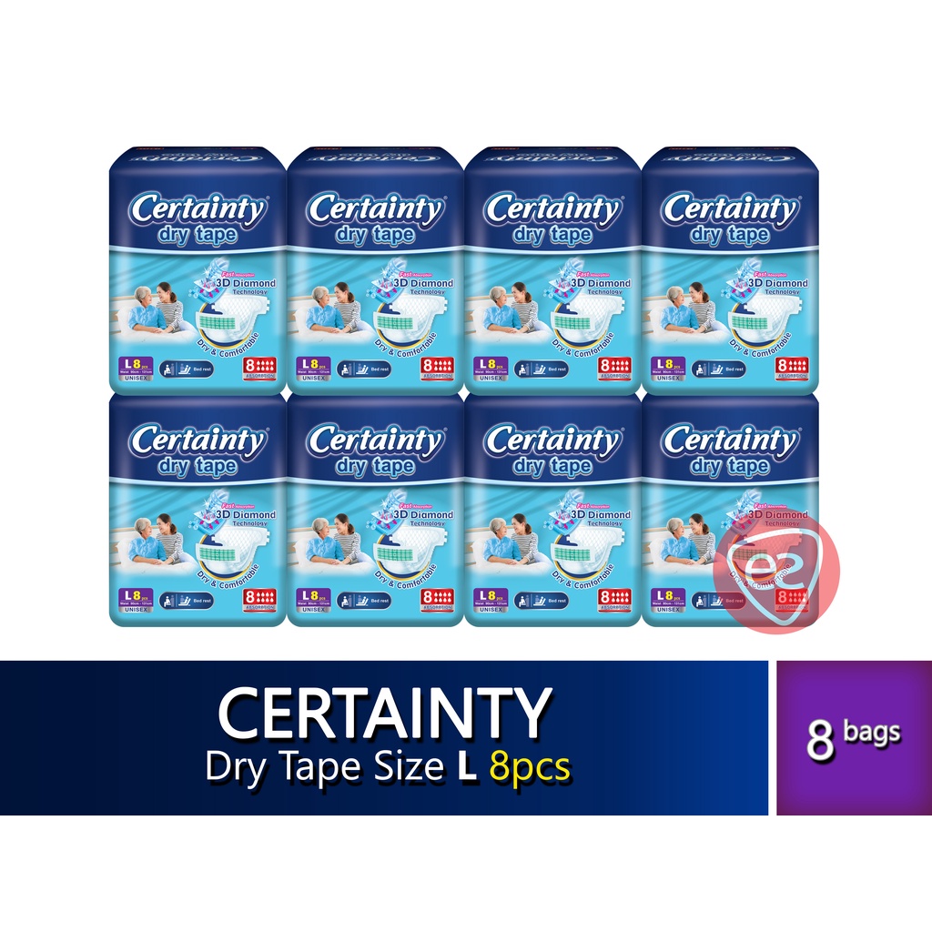 CERTAINTY TAPE L64 (SIZE L 8 PCS X 8 PACKS) DISPOSABLE ADULT TAPE REF ...