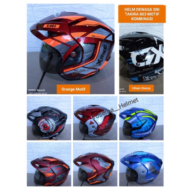 Premium Quality SNI Motorcycle Half Face Helmet TAKIRA 803 motif ...