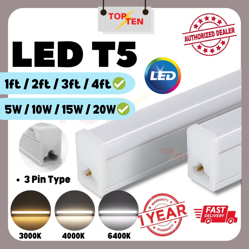 LED T5 Batten 1ft 2ft 3ft 4ft L Box Light Box Light Through 3 Pin Plaster Ceiling Light T5