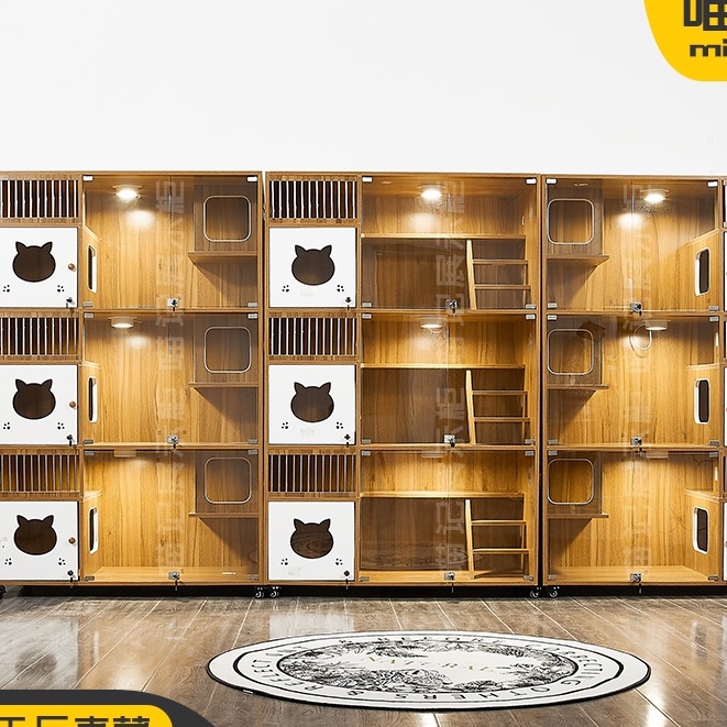 Cat Cage Villa Solid Wood Foster Delivery Room Breeding Cage Cat Three
