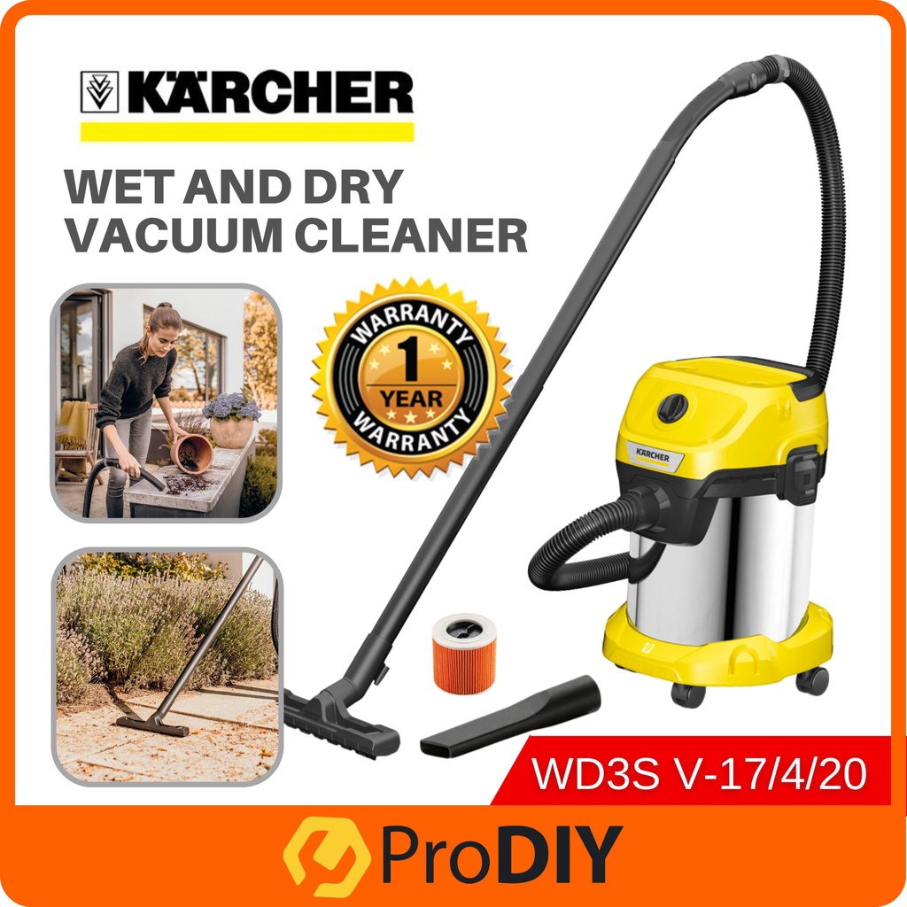KARCHER WD3S V17/4/20 Wet and Dry Vacuum Cleaner 17L 1000W Shopee