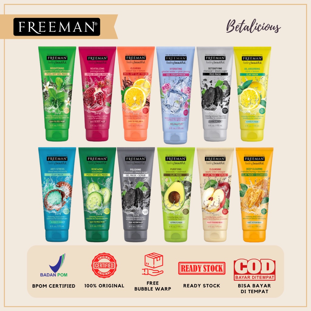 Freeman MASK MINT LEMON, VOLCONIC ASH FOR MEN, SWEET TEA, CHARCOAL ...