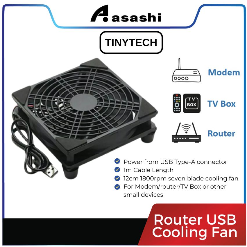 TinyTech FAN-RT1201U Router USB Cooling Fan 12CM | Shopee Malaysia