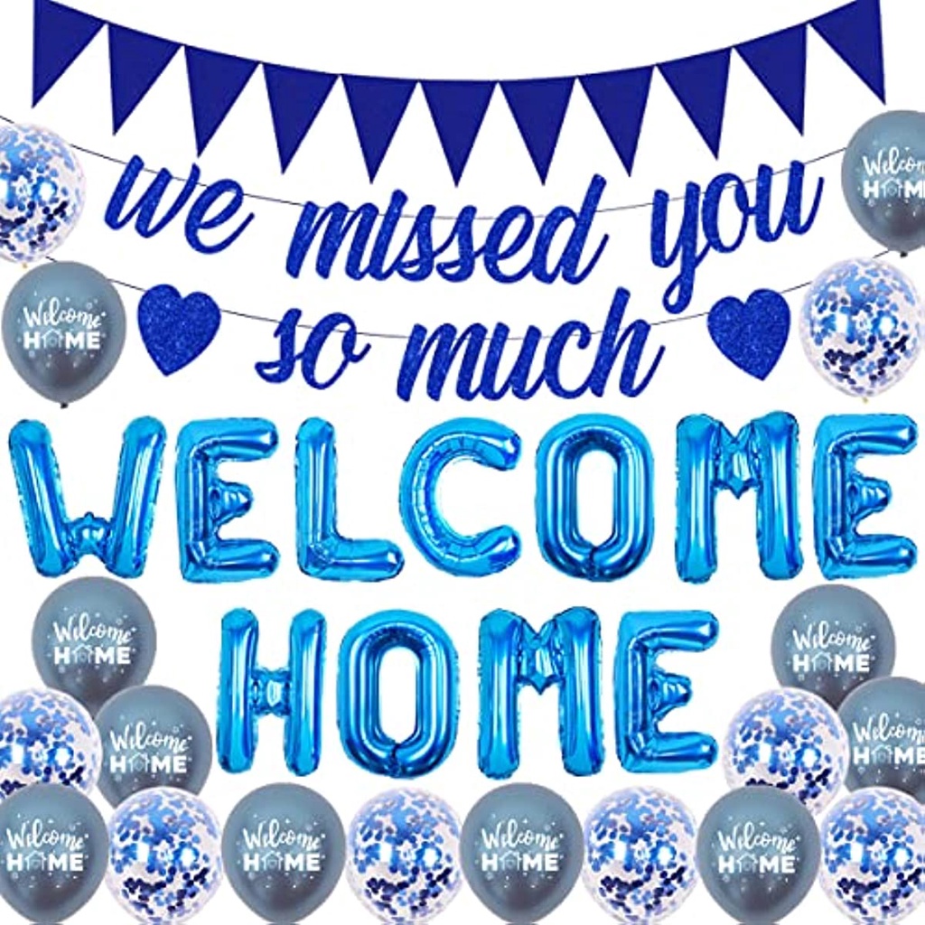 Jollyboom Decorazioni Benvenuto Bambino Blu - Palloncini, Striscione Welcome Home E It's A Boy - Set Completo Per Feste