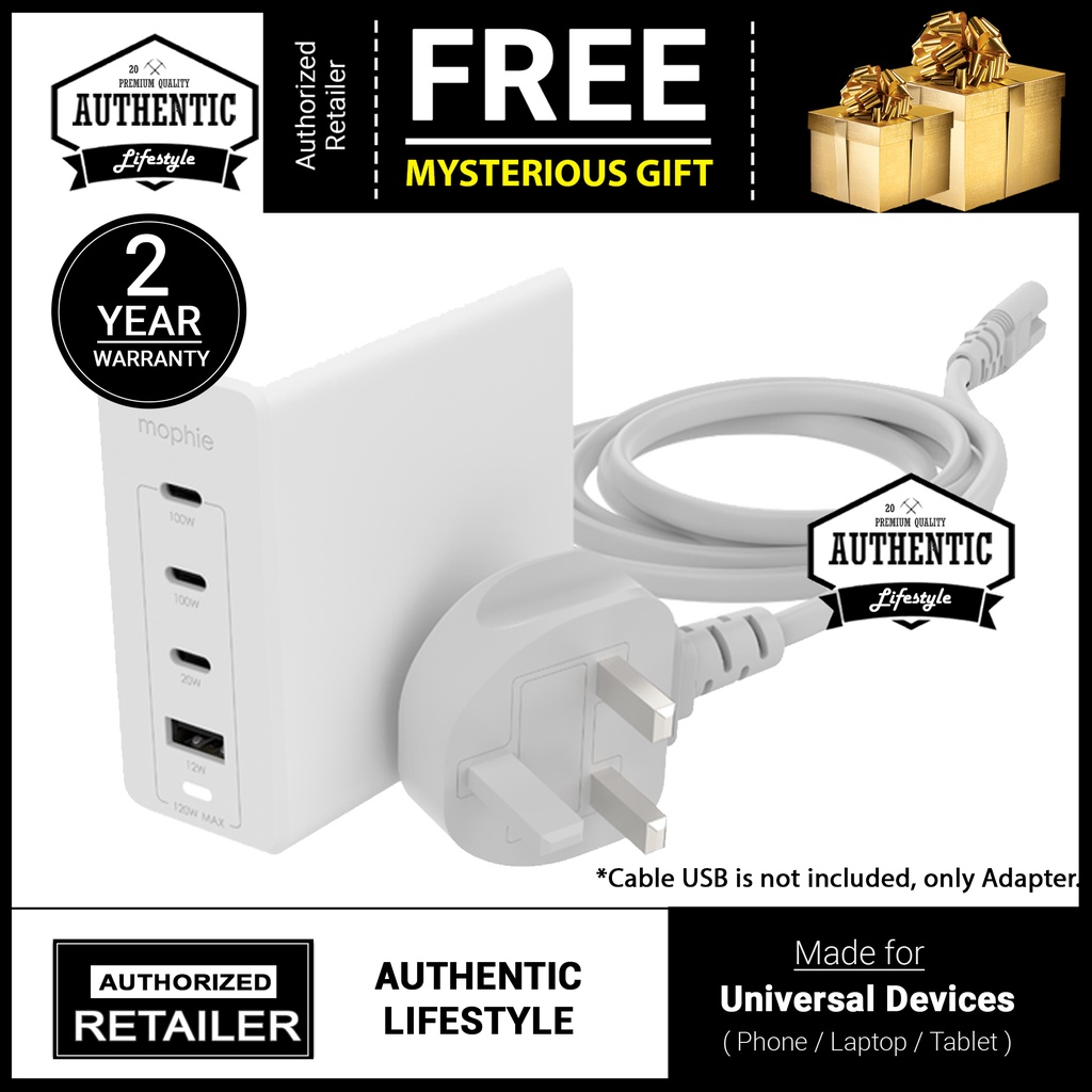 Mophie Speedport 120W Power Adapter USBC PD GaN Technology White
