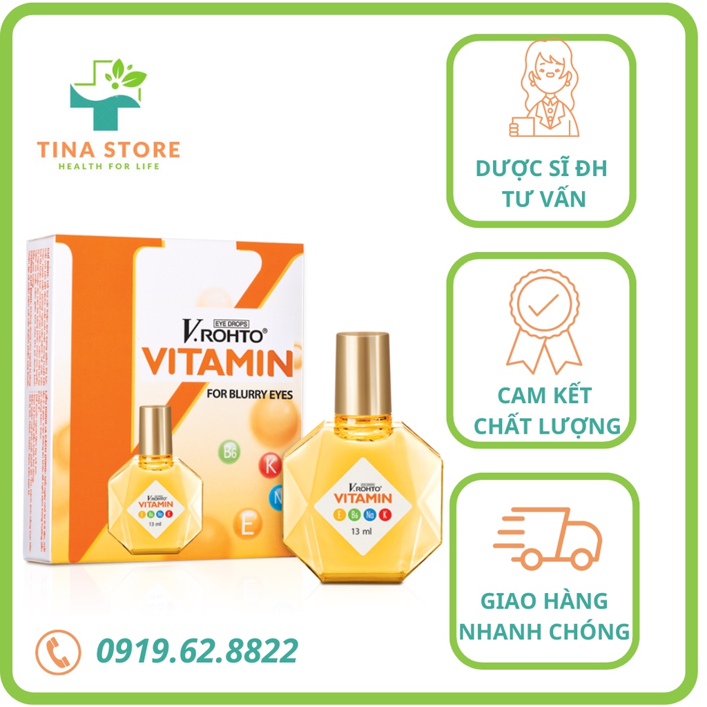 V.rohto Vitamin Eye Drops Improve Blurred Vision, Eye Fatigue, Dry Eyes Bottle 13ml Shopee