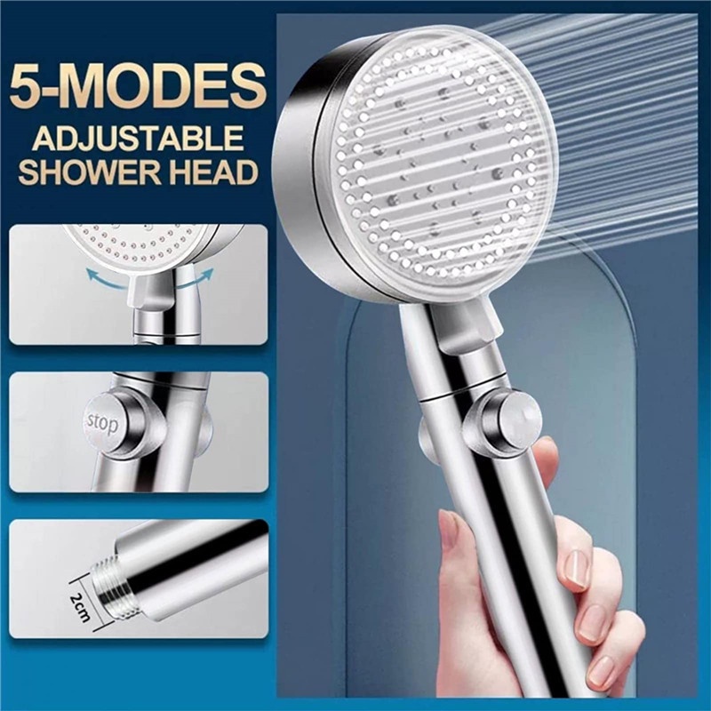 High Pressure Shower Head Water Saving 5 Mode Adjustable Water Saving ...