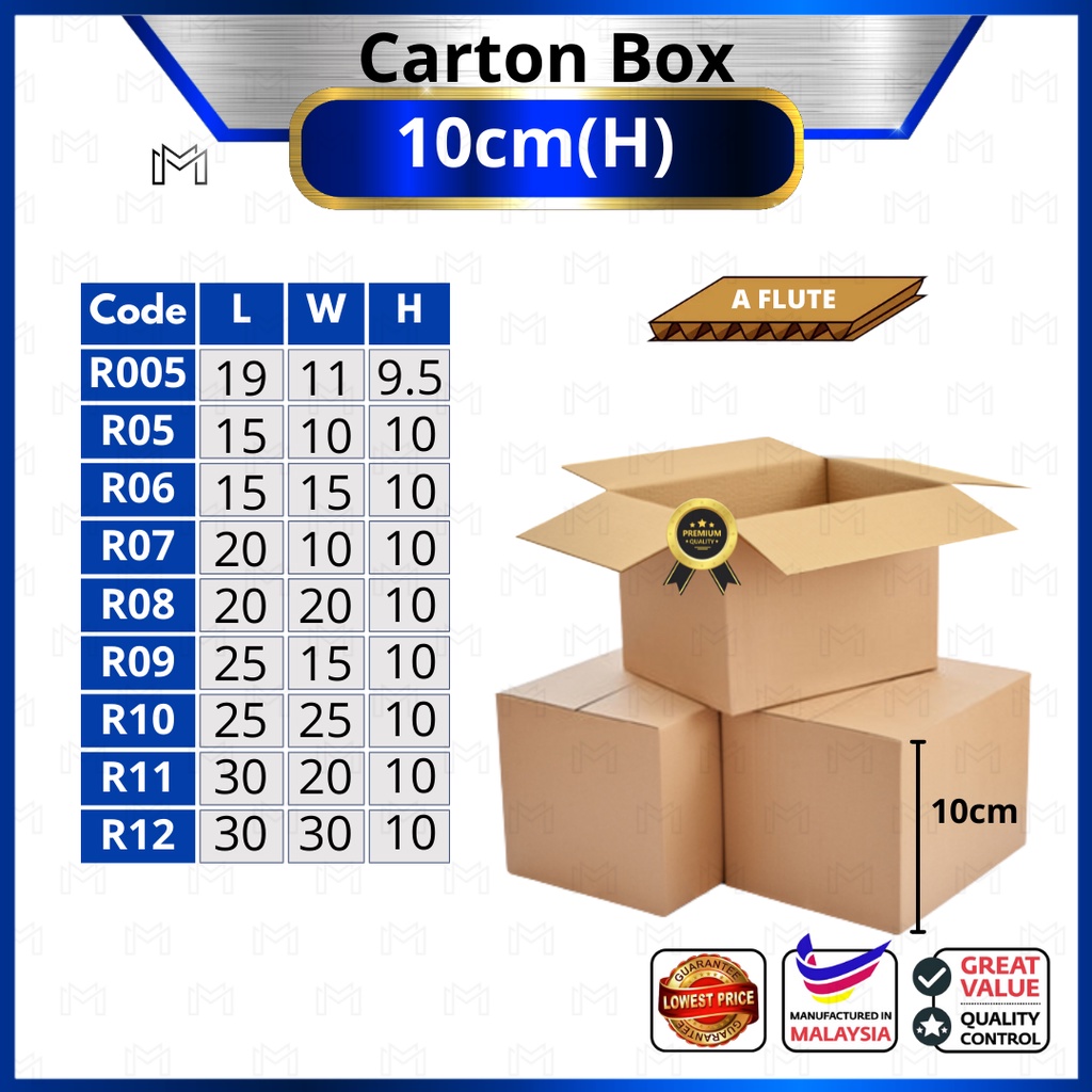 (10/15cm Hight ) A Flute 5mm Packing Box Packaging Box Paper Box Kotak ...