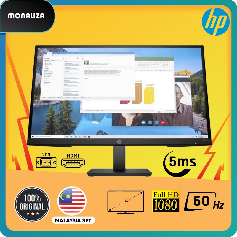 Hp Monitor M27ha 27 Inch Ips Full Hd 60hz Shopee Malaysia