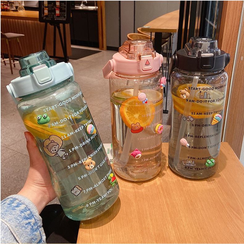 Ready Stock] KCJ Kids 1300ml Trainer Cup sport water bottle free straw +  strap Air Bottle