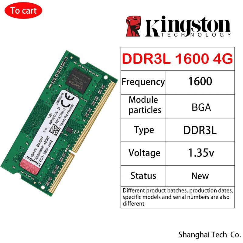 Original Kingston DDR3 DDR3L 2GB 4GB 8GB Laptop RAM 1066/1333/1600MHz 1 ...