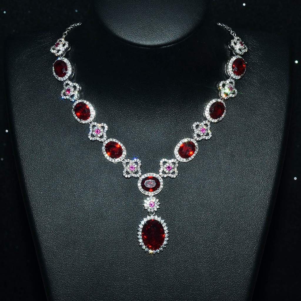 Natural ruby hot sale jewelry set