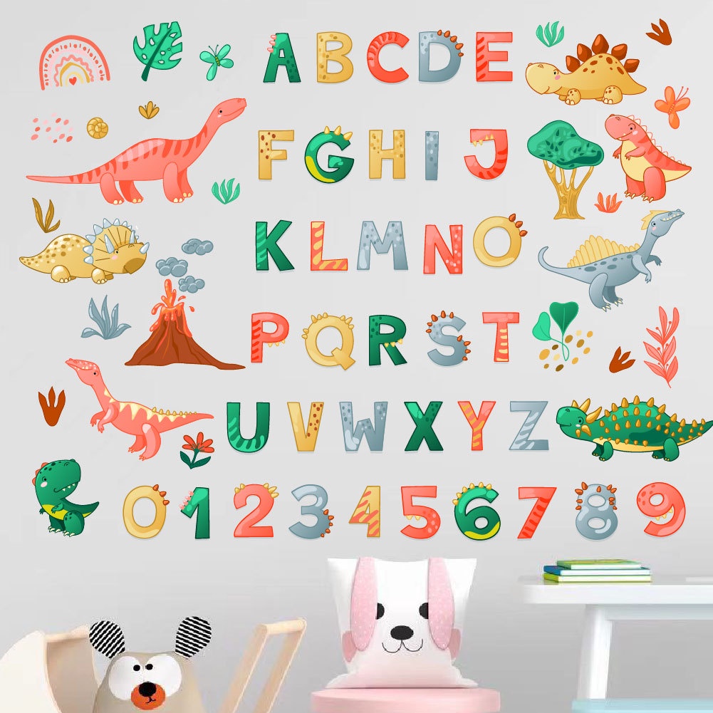 A-Z Dinosaur Alphabet Kids Wall Stickers Wall Decals Peel and Stick ...