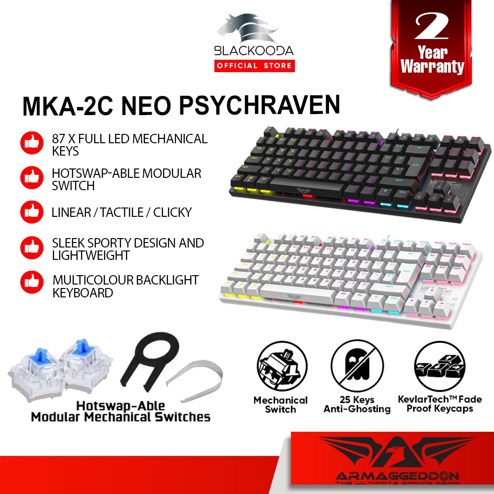 Armaggeddon MKA-2C NEO Psychraven Gaming Keyboard | 2022 | 87 Keys ... image.