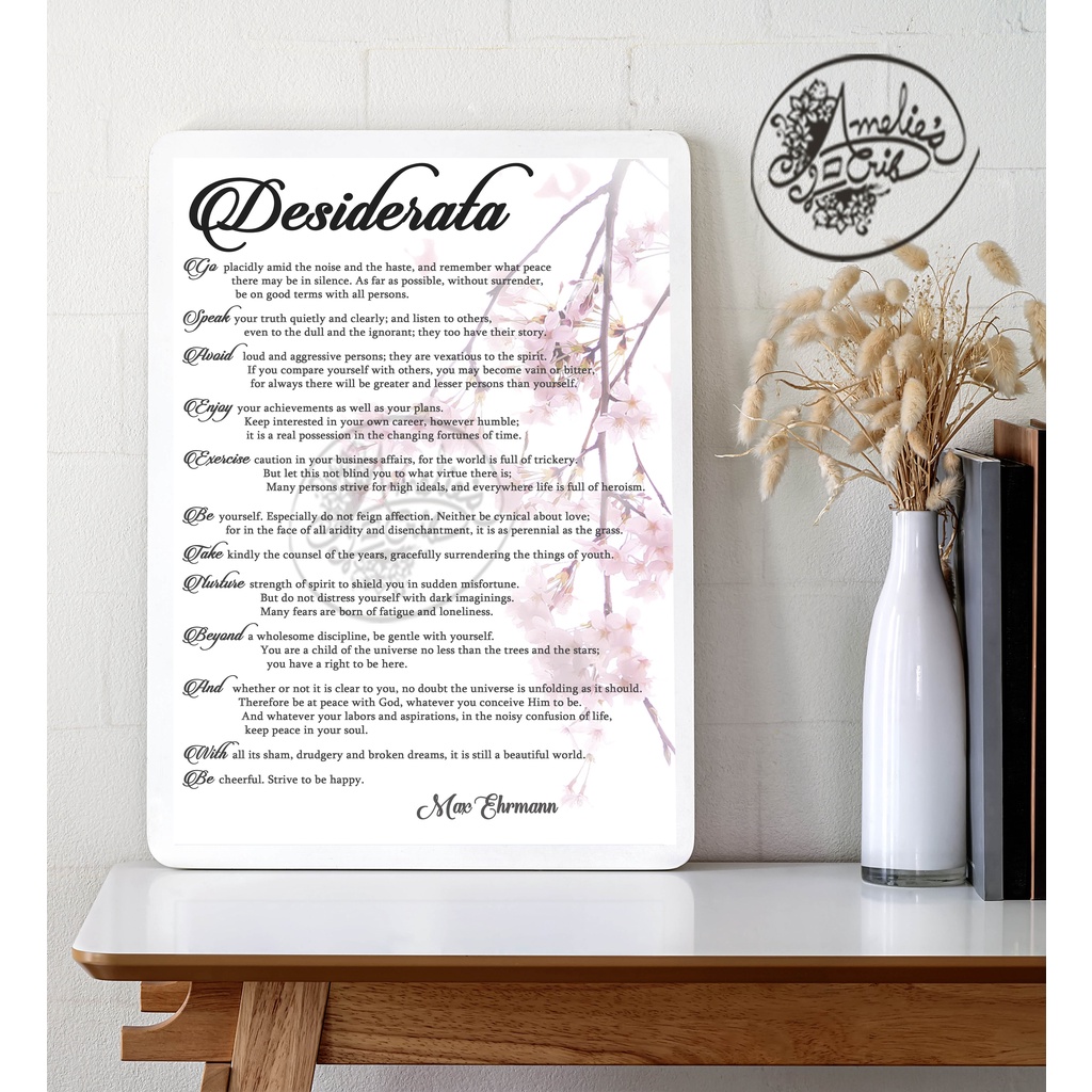 Desiderata Quote by Max Ehrmann Minimalist Inspirational Laminated ...