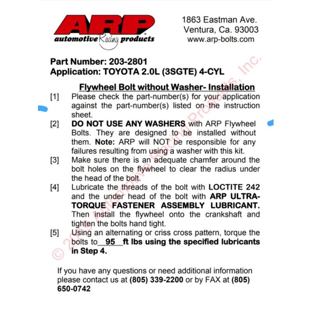 ARP Flywheel Bolts (Extended Length / DSM