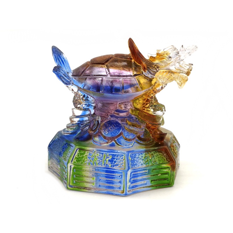 Colorful Liuli Feng Shui Dragon Tortoise On Bagua Liu Li Crystal Artwork Shopee Malaysia