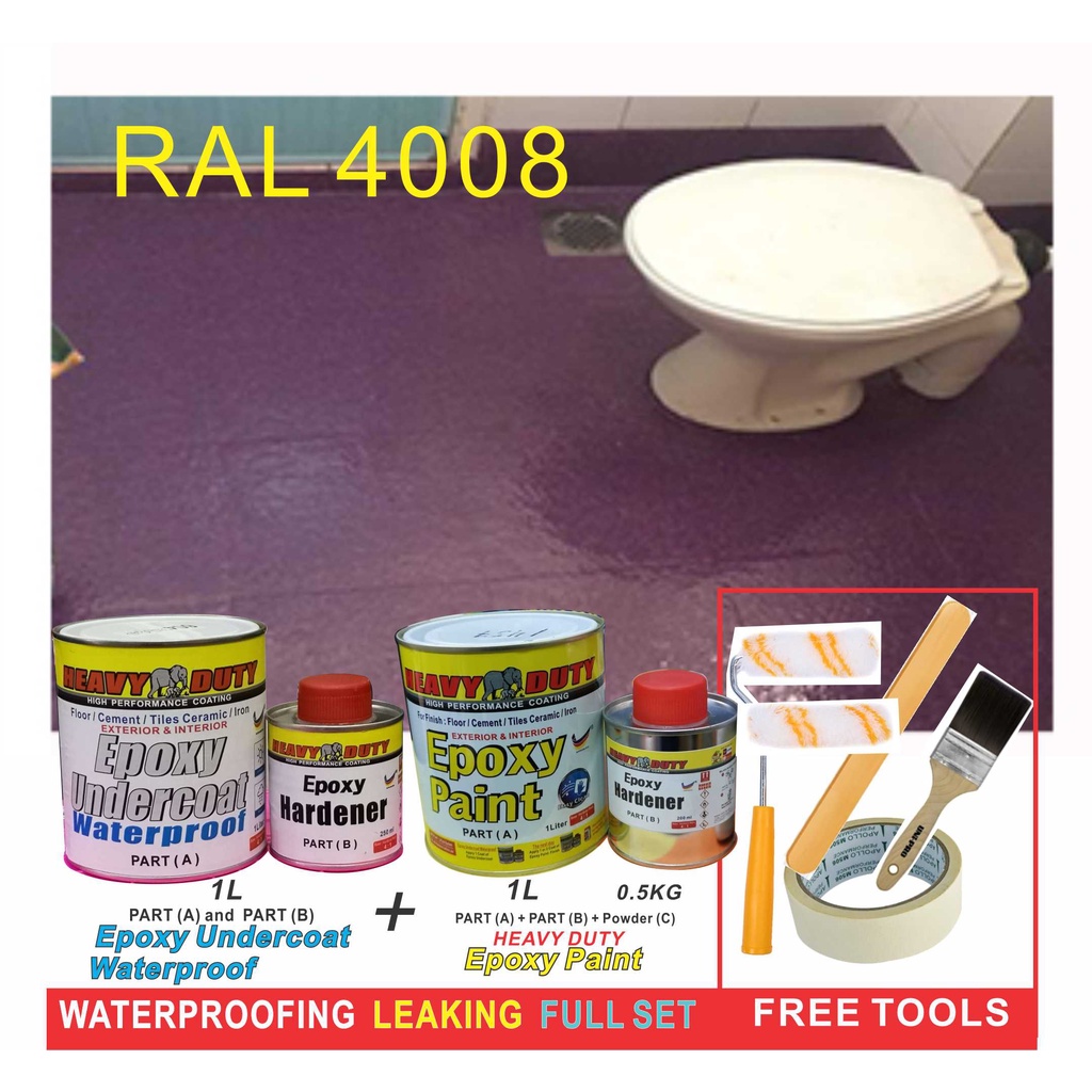 { FULL SET } HEAVY DUTY Epoxy Floor Coating ( FREE Tool Set + 1L