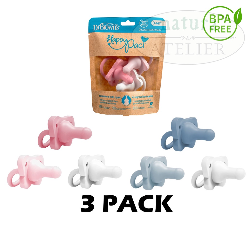 Dr Brown's HappyPaci Baby Pacifier Puting 奶嘴, 100% Silicone, One Piece ...
