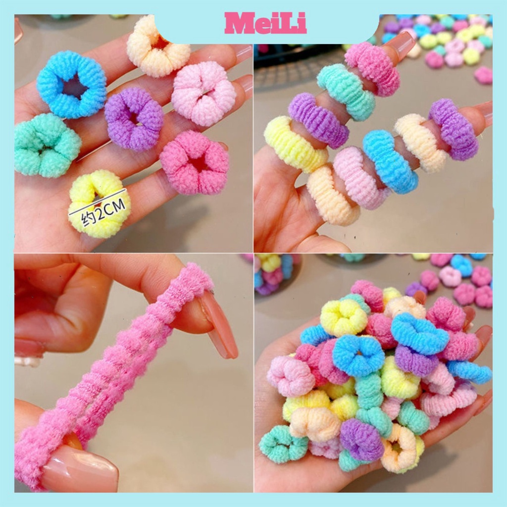 Fluffy Fat Hair Tie W/Gold - Cotton Candy Mix