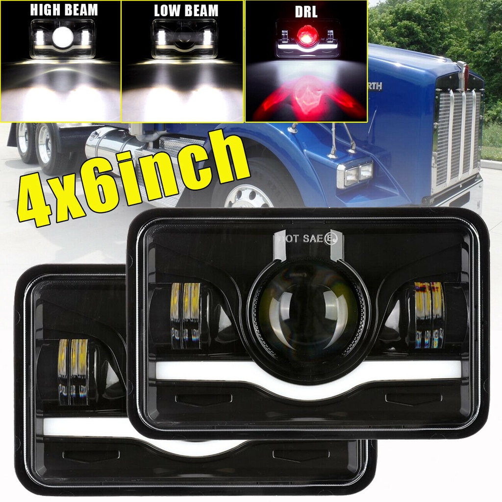 4X6 Car LED Square Headlights 6500K 120W Day Running Light HiLo Beam