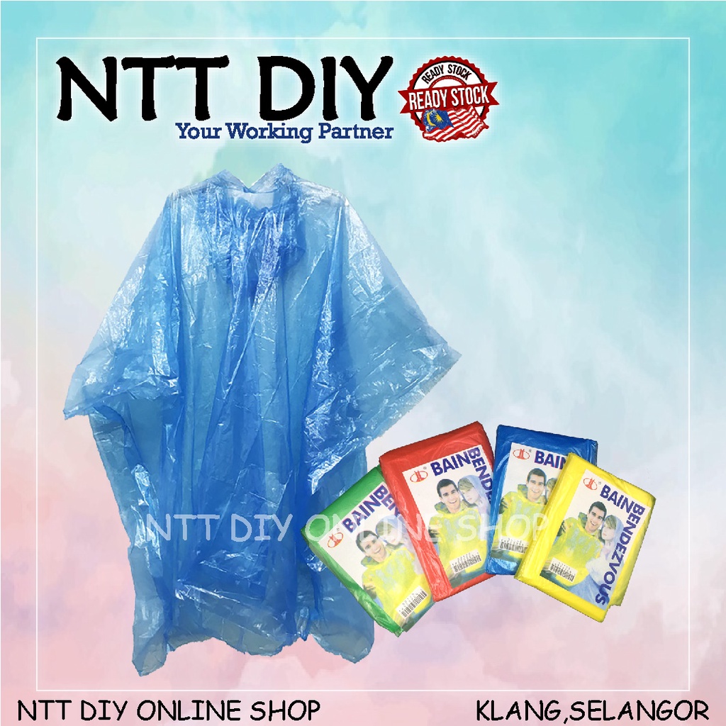 NTT DIY Disposable Raincoat Student Emergency Waterproof Hood Poncho Travel Camping Must Rain Coat Clear Rainwear Suit Shopee Malaysia