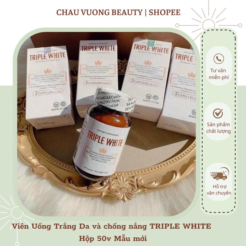 Triple WHITE Sunscreen And Whitening Oral Tablet Box 50v New Model ...