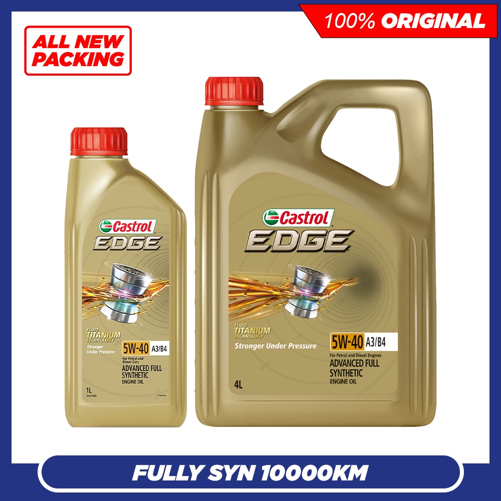 CASTROL EDGE 5W40 SN CF Fully Synthetic Engine Oil (4L/1L) | Shopee ...