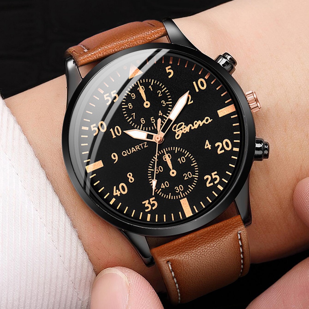 4PCS Men's Watches Set Casual Leather Band Quartz Watch with Vintage ...