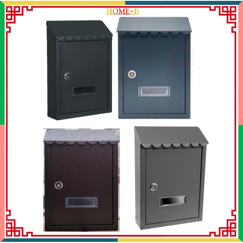 HOME+ Coated Letter Box Steel Mailbox Outdoor Mailbox Peti Surat Metal ...