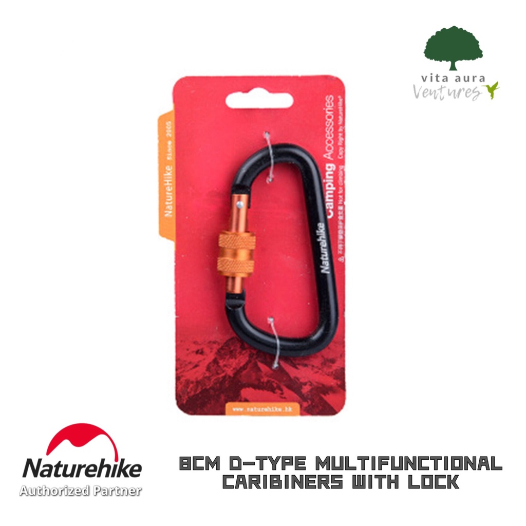 NatureHike 8cm DType Carabiners with Lock ( Not for Climbing) Shopee