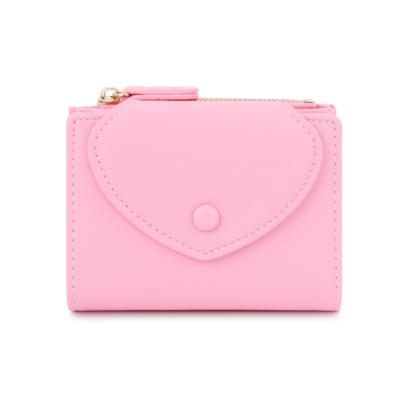 Women Bifold Short Wallet 2022 New Ins Cute Solid Color Small Girls