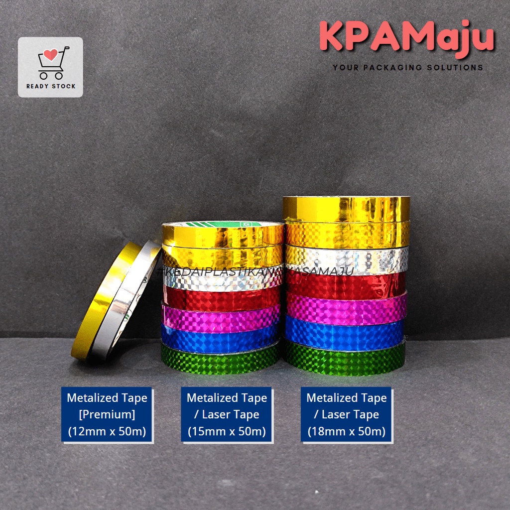 Metalized Tape / Laser Tape (12mm/15mm/18mm [W] x 50m [L]) - Colour ...