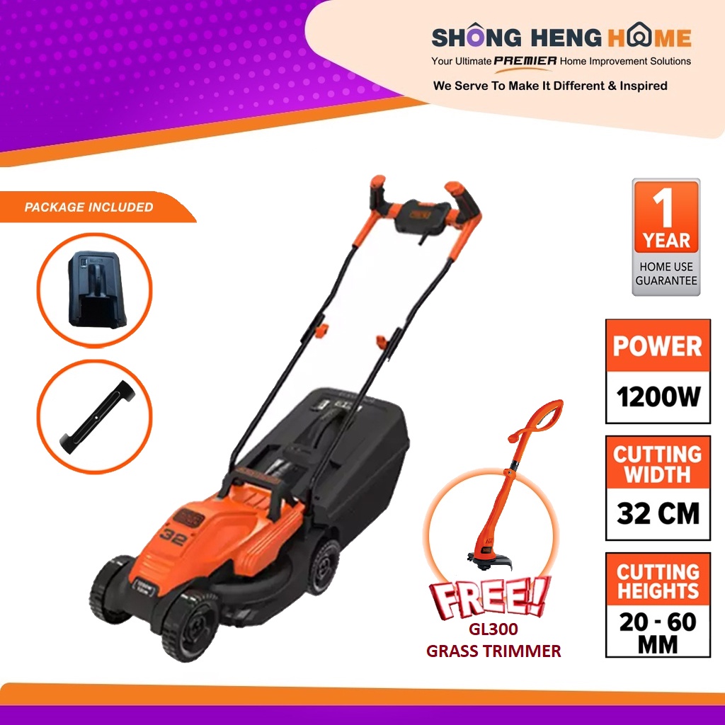 Black & decker 1200w lawnmower 32cm cut hotsell