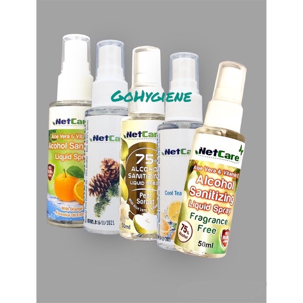 Netcare Hand Sanitizer Liquid Spray 50ml Bundle (Cool Tea, Pine, Orange ...