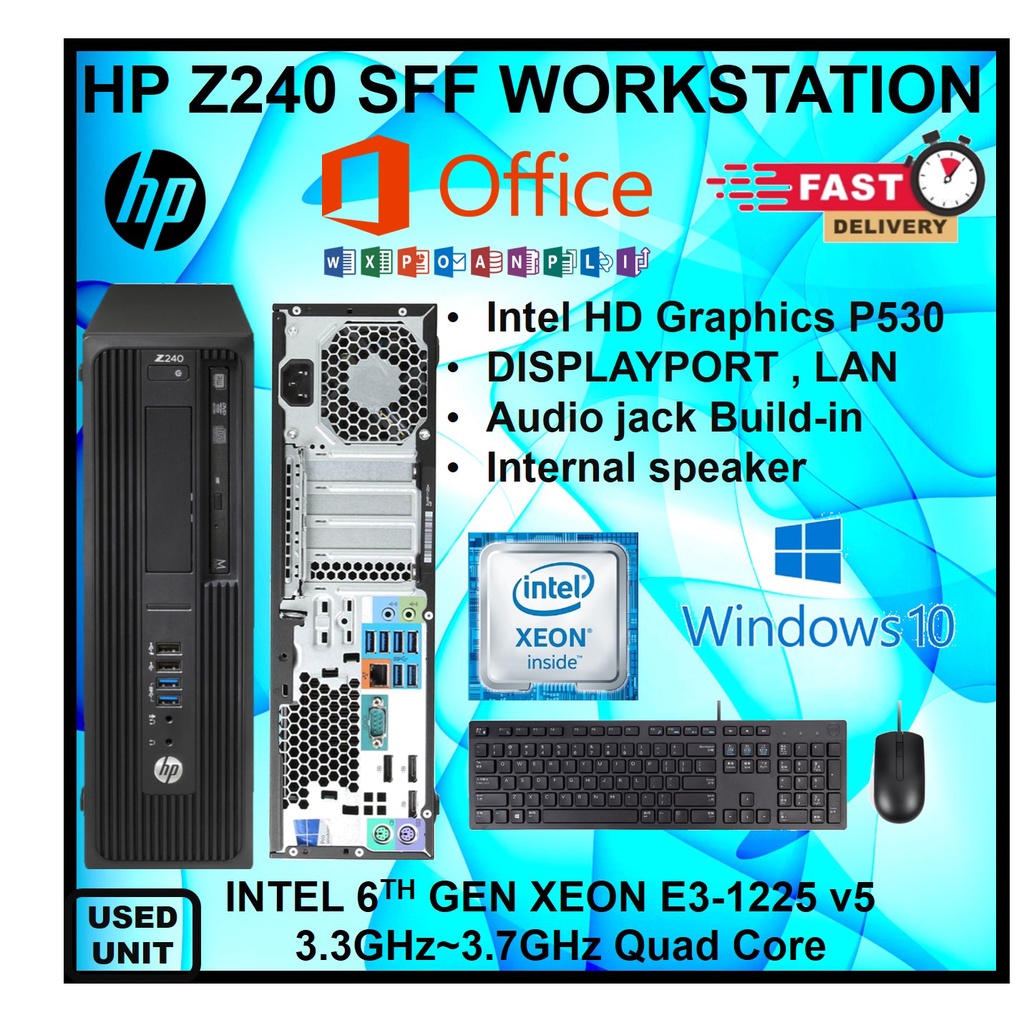 デスクトップパソコン hp Z240 SFF Workstation Xeon E3-1245 v5 3.5GHz 16GB 256GB Quadro K620 Windows10 Pro 64bit