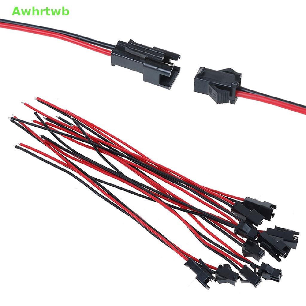 Awhrtwb 15cm 10Pcs long JST SM 2pins plug male to female wire connector