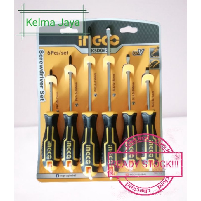 💥READY STOCK!!!💥 INGCO SCREWDRIVER SET HKSD0628 6 PC/SET | Shopee Malaysia