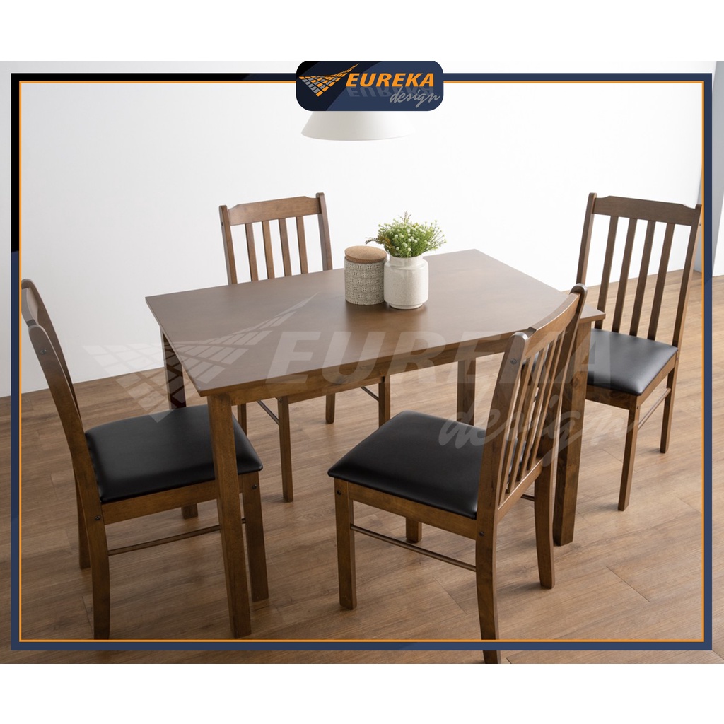 EUREKA 1+4 Rectangle Dining Set Table Chair Kitchen Wood Modern / Meja ...