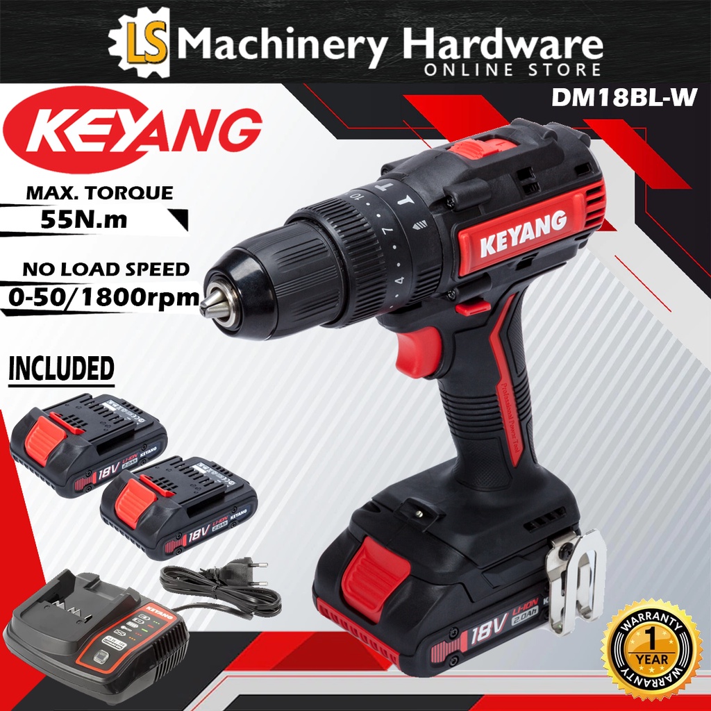 KEYANG Cordless Hammer Drill Set DM18BLW 1 Year Warranty Shopee